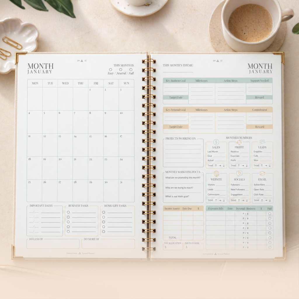 2027 Synced Entrepreneur Planner + Starter App – A4
