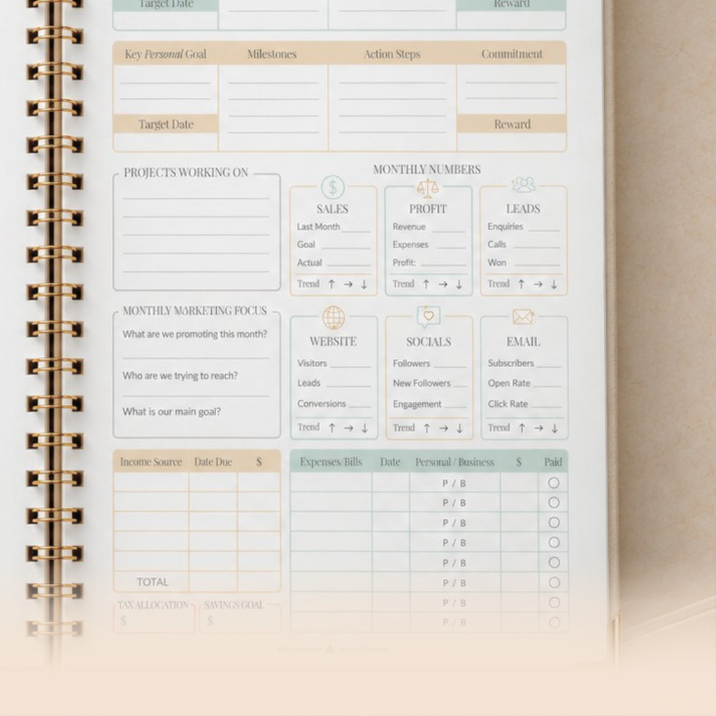 2027 Synced Entrepreneur Planner + Starter App – A4